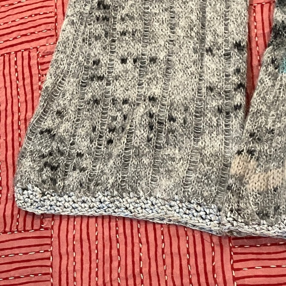 Free People mohair blend crochet Gray / Blue Knit Sweater - Picture 3 of 16